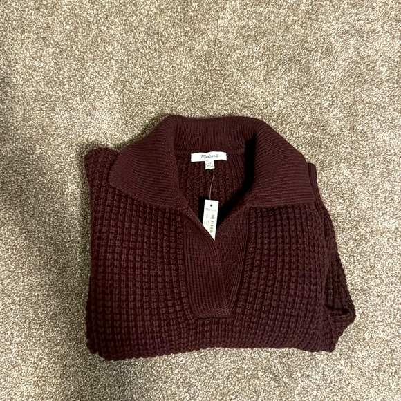 Madewell Waffle-Knit Henley Sweater (Heather Currant) - Picture 5 of 7
